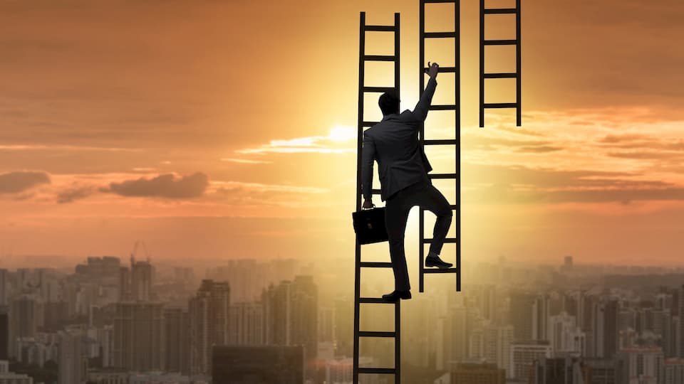 Person climbing a ladder